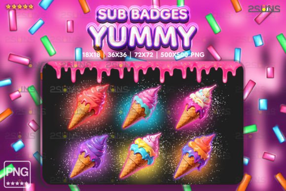 Download 6 Yummy Sub Badges Cute Ice Cream Twitch - Sub badges Collection